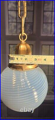 Antique Art Nouveau Opaline Glass Globe Hanging CeilIng Light Fixture Pendant