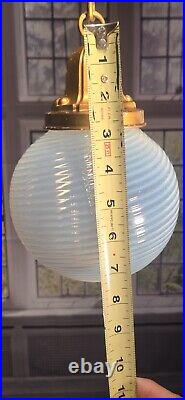 Antique Art Nouveau Opaline Glass Globe Hanging CeilIng Light Fixture Pendant