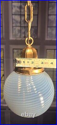 Antique Art Nouveau Opaline Glass Globe Hanging CeilIng Light Fixture Pendant