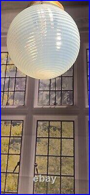 Antique Art Nouveau Opaline Glass Globe Hanging CeilIng Light Fixture Pendant