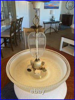 Antique Brass Glass Ceiling Light Fixture 5 Light Round Hanging Vintage Indoor
