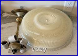 Antique Brass Glass Ceiling Light Fixture 5 Light Round Hanging Vintage Indoor
