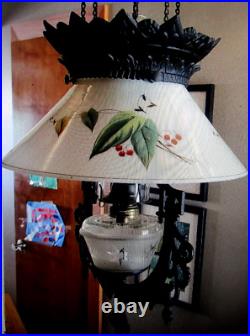 Antique Cast Iron Kitchen Or Library Ceiling Kerosene Hanging Lamp B & H
