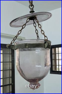 Antique Colonial Era Glass Lantern Hanging Bell Jar Light Hundi Lamp 4½