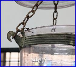 Antique Colonial Era Glass Lantern Hanging Bell Jar Light Hundi Lamp 4½