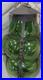 Antique GREEN Glass Hanging Light Lamp Globe OLD Caged Glass MCM Hand Blown