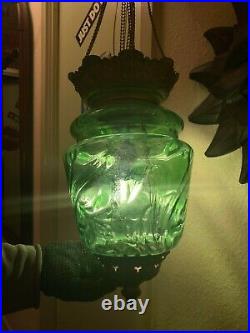 Antique Green Glass Hanging Pendel Chain Ceiling Lamp