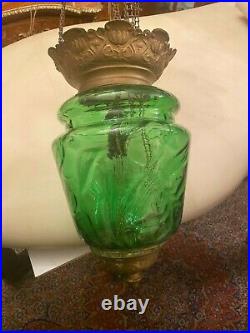 Antique Green Glass Hanging Pendel Chain Ceiling Lamp