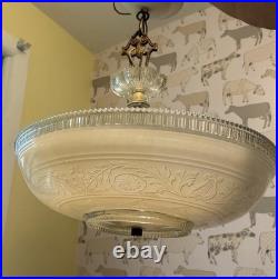 Antique Hanging Ceiling Light Lamp Fixture Glass Shade 1930's/1940's