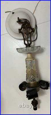 Antique Hanging Ceiling Light Lamp Fixture Glass Shade 1930's/1940's