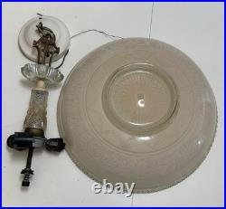 Antique Hanging Ceiling Light Lamp Fixture Glass Shade 1930's/1940's