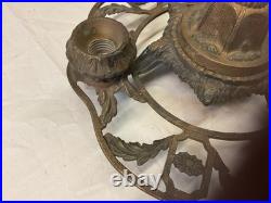 Antique Hanging Three Bulb, Cast-Iron Ceiling Lamp, Untouched Condition