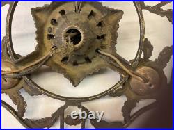 Antique Hanging Three Bulb, Cast-Iron Ceiling Lamp, Untouched Condition