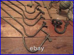 Antique LOT RARE Brass Gas Hanging Fixture Lamps & Others VINTAGE PARTS