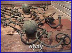 Antique LOT RARE Brass Gas Hanging Fixture Lamps & Others VINTAGE PARTS