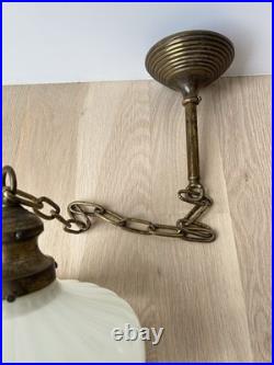 Antique Light Fixture Hanging Peerlite 1912 Original Vintage Clam Shell Lamp