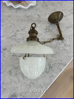 Antique Light Fixture Hanging Peerlite 1912 Original Vintage Clam Shell Lamp