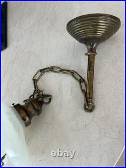 Antique Light Fixture Hanging Peerlite 1912 Original Vintage Clam Shell Lamp