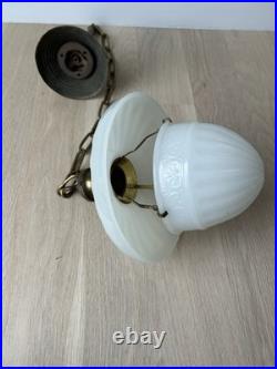 Antique Light Fixture Hanging Peerlite 1912 Original Vintage Clam Shell Lamp