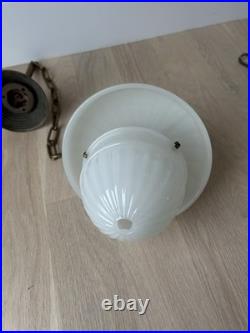 Antique Light Fixture Hanging Peerlite 1912 Original Vintage Clam Shell Lamp