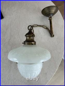 Antique Light Fixture Hanging Peerlite 1912 Original Vintage Clam Shell Lamp