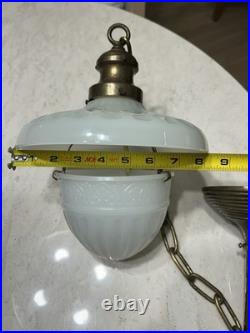Antique Light Fixture Hanging Peerlite 1912 Original Vintage Clam Shell Lamp