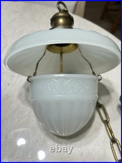 Antique Light Fixture Hanging Peerlite 1912 Original Vintage Clam Shell Lamp