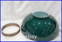Antique Miller Hanging Oil Lamp Juno Lamp Made In USA Green Glass Shade Ornate