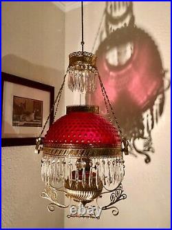 Antique Miller Hanging Oil Lamp Library Parlor Kerosene