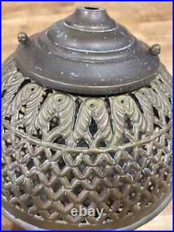 Antique Pierced Brass Lantern Lamp Moroccan Turkish Estate Hanging Vintage