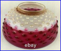 Antique Pink Cranberry White Hobnail 14 Hanging Oil Lamp Shade