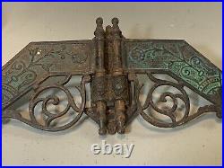 Antique Rare Oil Lamp Cast-Iron Double Swing Arm Bracket Wall Hanging (2C)