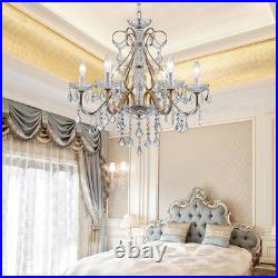 Antique Silver Vintage Candle Chandelier Crystal Lighting Fixture Lamp for Dinin