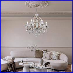 Antique Silver Vintage Candle Chandelier Crystal Lighting Fixture Lamp for Dinin