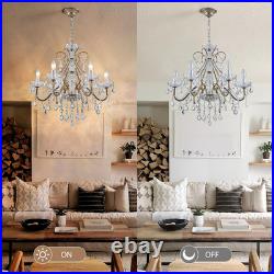 Antique Silver Vintage Candle Chandelier Crystal Lighting Fixture Lamp for Dinin