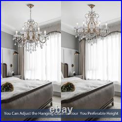 Antique Silver Vintage Candle Chandelier Crystal Lighting Fixture Lamp for Dinin