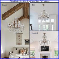 Antique Silver Vintage Candle Chandelier Crystal Lighting Fixture Lamp for Dinin