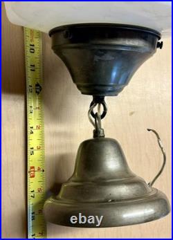 Antique Skyscraper Light Vintage Art Deco Fixture Pendant Milk Glass 1930-1940's