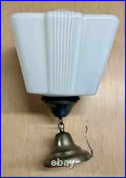 Antique Skyscraper Light Vintage Art Deco Fixture Pendant Milk Glass 1930-1940's