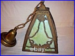 Antique Slag Glass Hanging Lamp Light