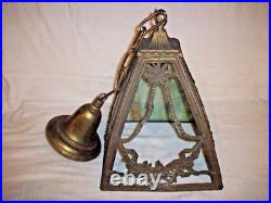 Antique Slag Glass Hanging Lamp Light