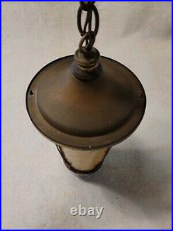 Antique Slag Glass Hanging Light Fixture Lamp