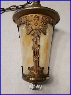 Antique Slag Glass Hanging Light Fixture Lamp
