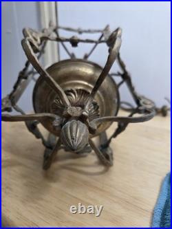 Antique Victorian Brass Six Sided Panel Hanging Pendant Hallway Lamp AS IS