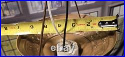 Antique Victorian Home Foyer Pendant Hall Ceiling Light Fixture Brass Glass