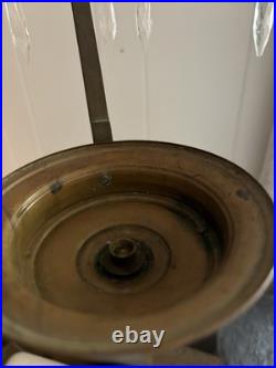 Antique Victorian Parlor Pull Down Hanging Oil Lamp Retractable & Crystals NICE