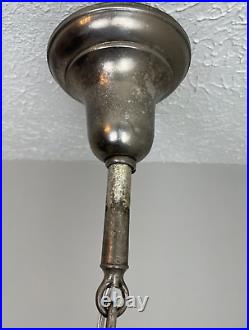 Antique Victorian nickel on brass pendant fixture