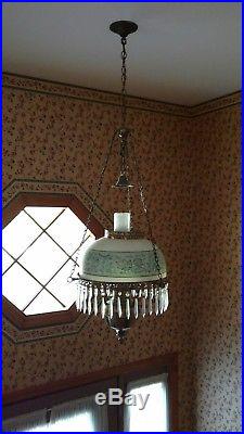 Antique Vintage Brass Gone With the Wind Hurricane Lamp Hanging Chandelier