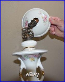Antique Vintage Ceramic and Pressed Glass Light Hanging Lamp Light Chandelier