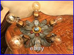 Antique Vintage Italian Hanging Ceiling Wall Hanging Lamp tulip light heads